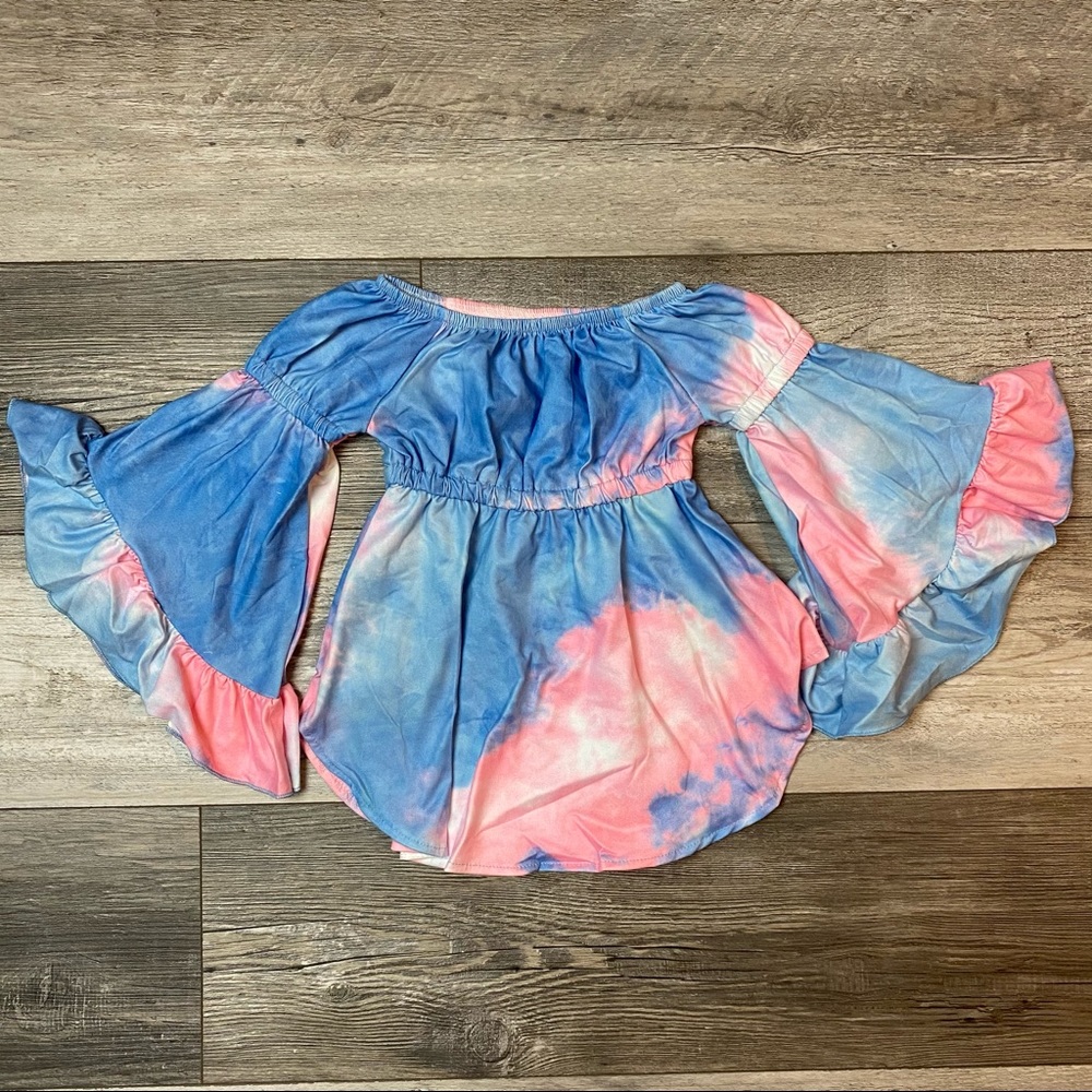 Girls boutique Tie Dye Bell Sleeve Dress NEW